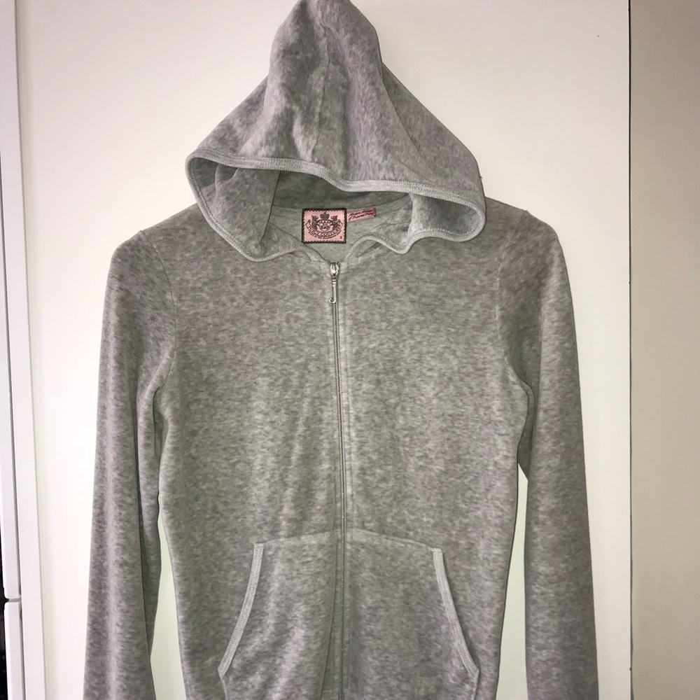 Juicy Courture gray velour full zip hoodie small